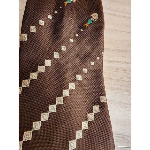 Vintage 1970 Tie Wide Brown Geometric Parachute Necktie Polyester Wembley Wemlon - Picture 7 of 8